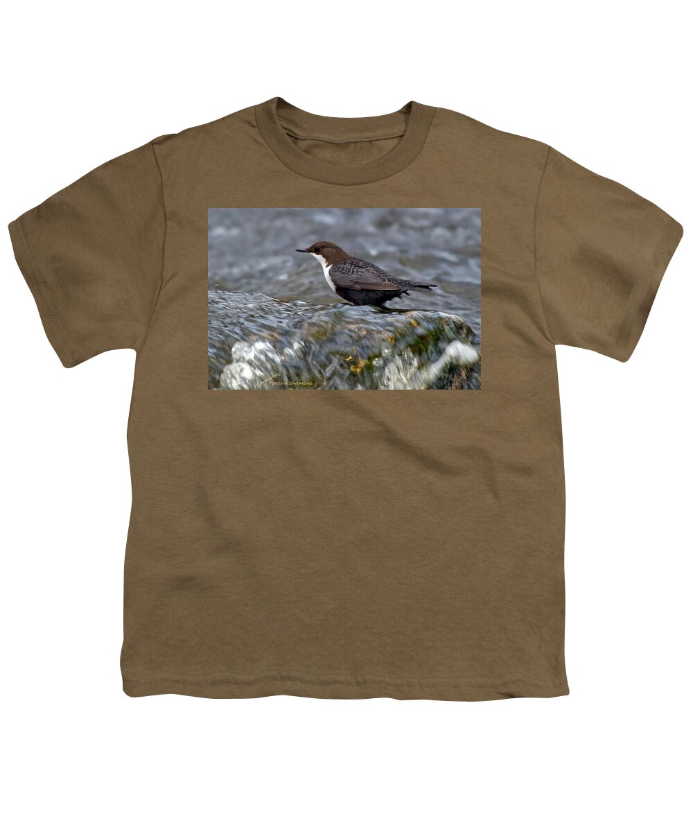 The White-throated Dipper Youth T-Shirt featuring the photograph The White-throated Dipper by Torbjorn Swenelius