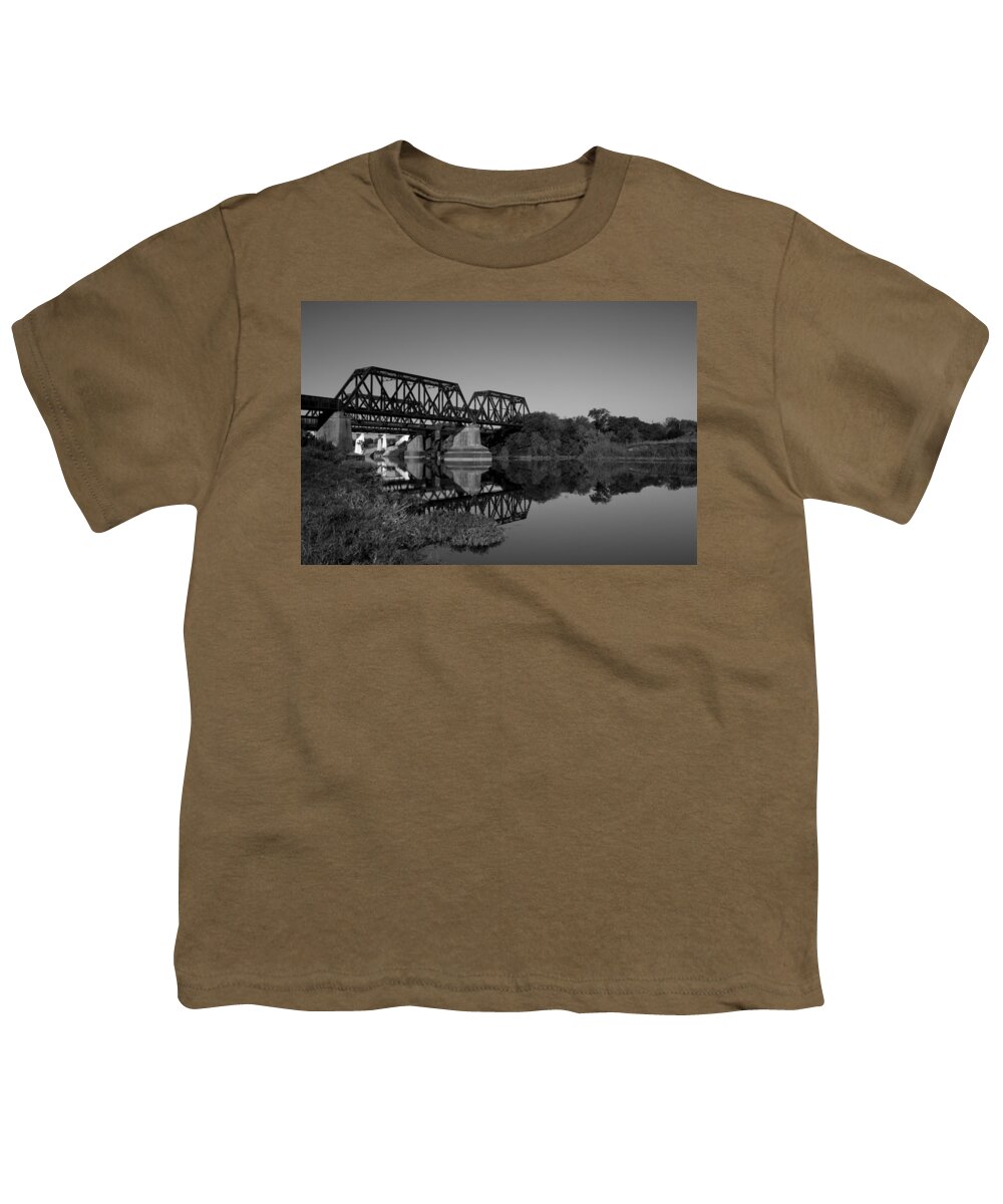 Bridge Youth T-Shirt featuring the photograph Timeless Bridge Black and White by Jonathan Davison