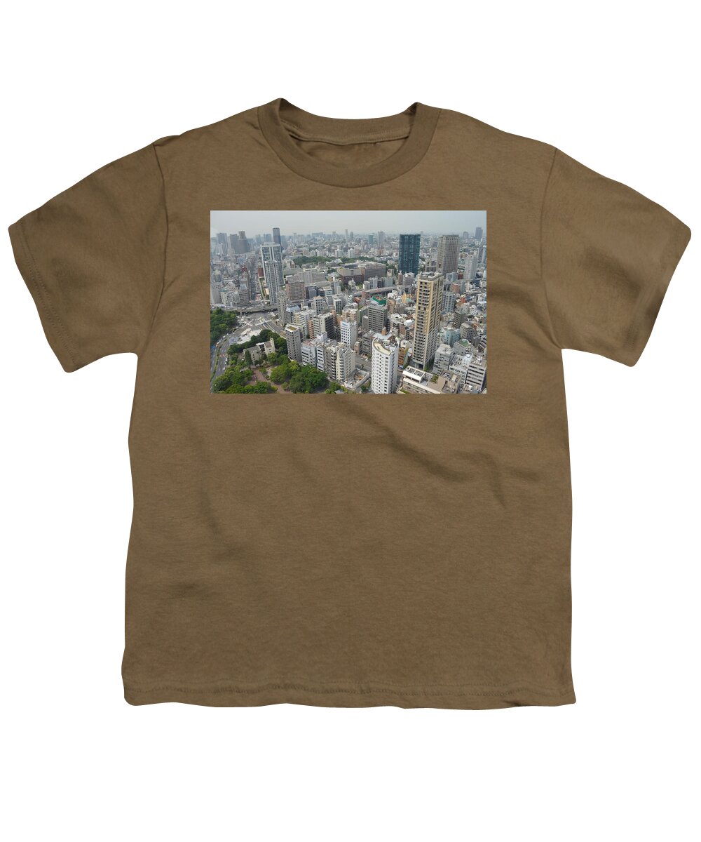 Tokyo Tower Youth T-Shirt featuring the photograph Tokyo Intersection Skyline View from Tokyo Tower by Jeff at JSJ Photography