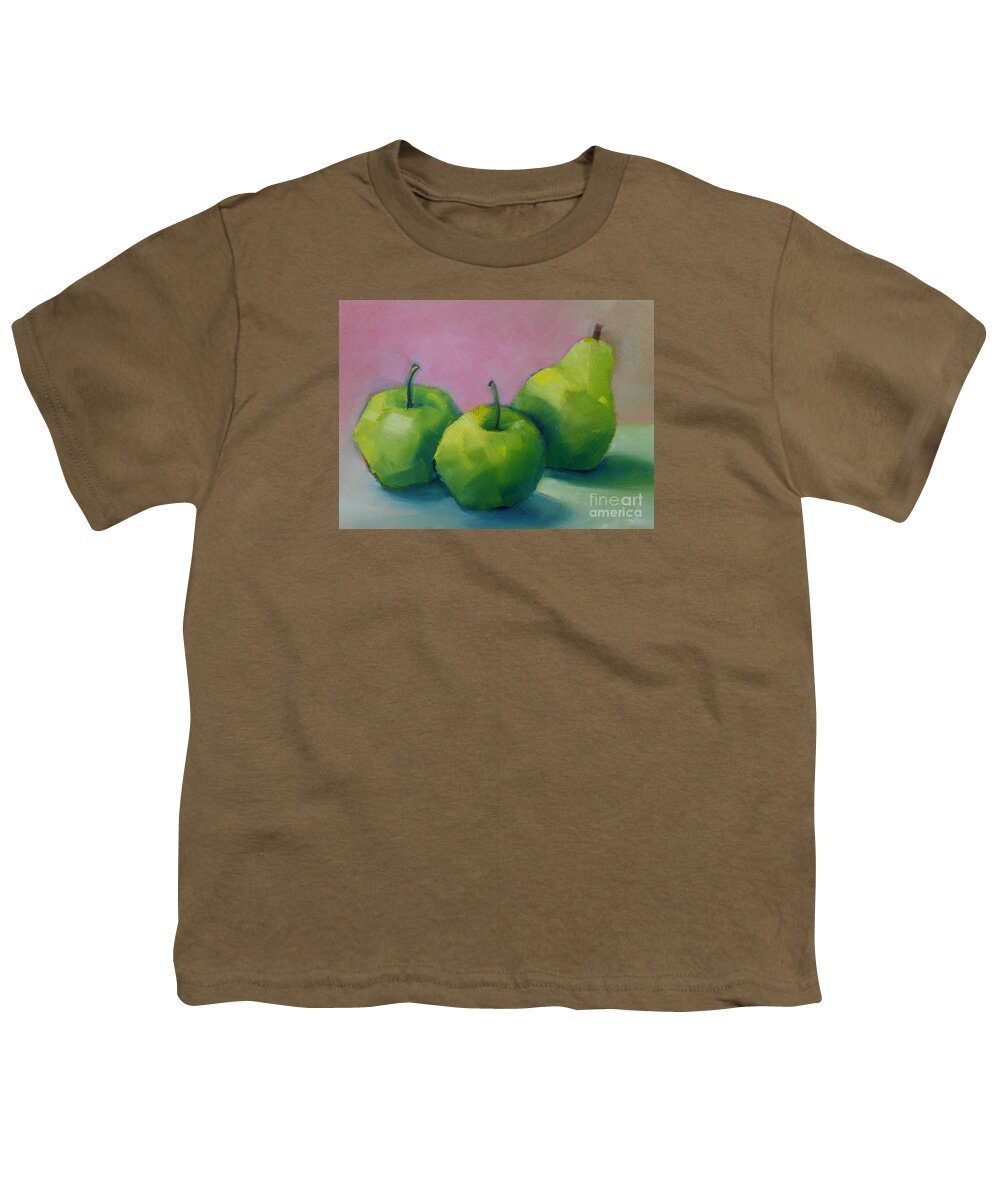 Apples Youth T-Shirt featuring the painting Two Apples and One Pear by Michelle Abrams