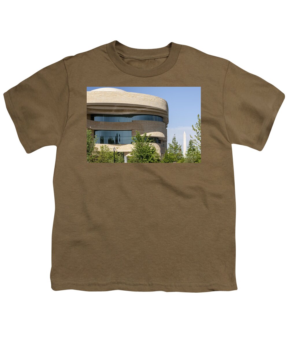 museum Of The American Indian Washington Dc washington Monument National Museum Of The American Indian Youth T-Shirt featuring the photograph US National Museum of the American Indian and the Washington Monument by William Kuta