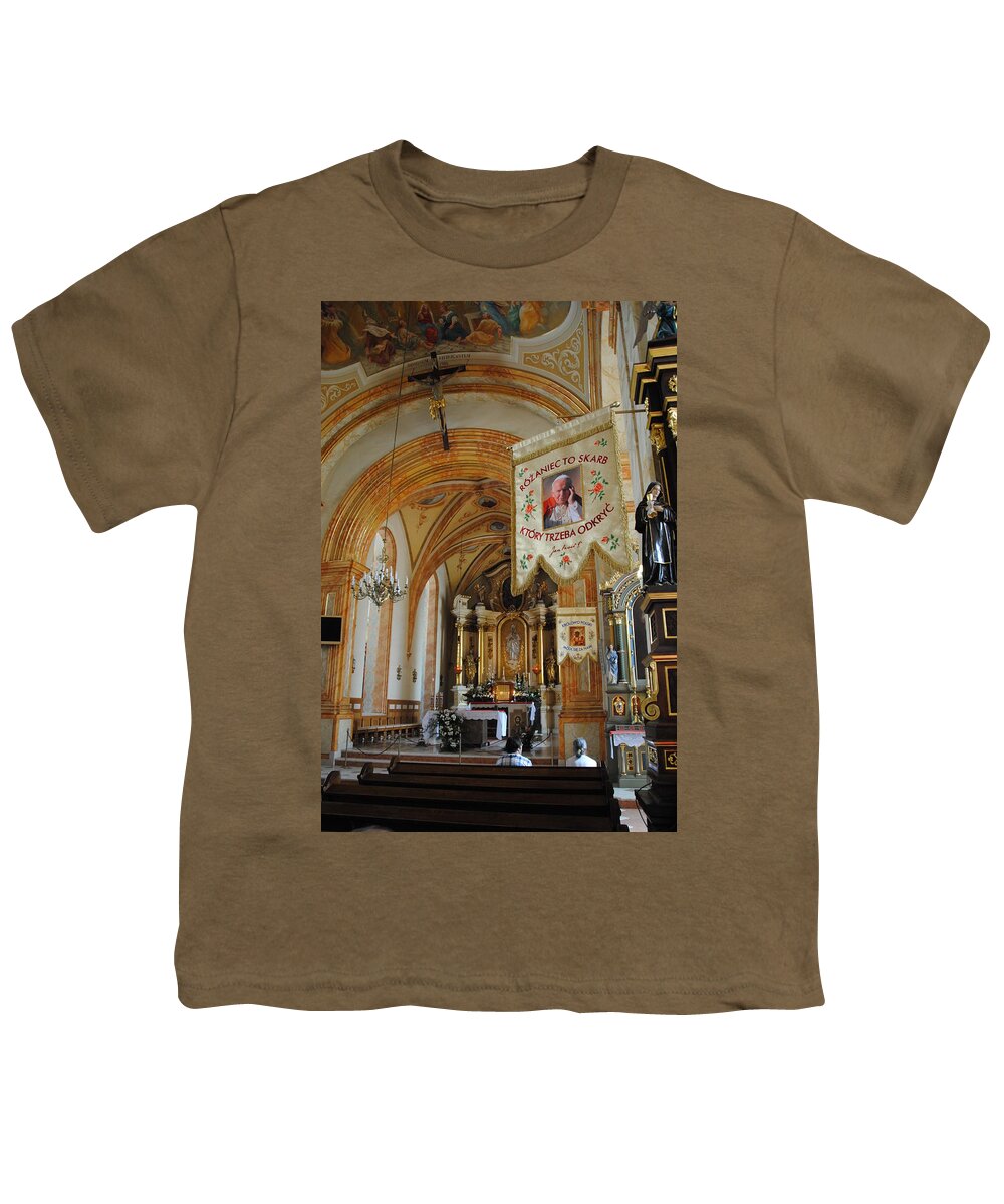 Pope John Paul Ii Birthplace Youth T-Shirt featuring the photograph Wadowice Basilica John Paul II baptized here by Jacqueline M Lewis