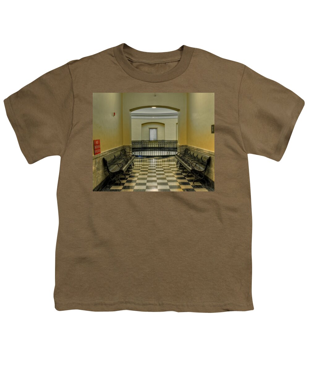 Cherokee County Courthouse Rotunda Youth T-Shirt featuring the photograph Waiting on Justice by Greg and Chrystal Mimbs