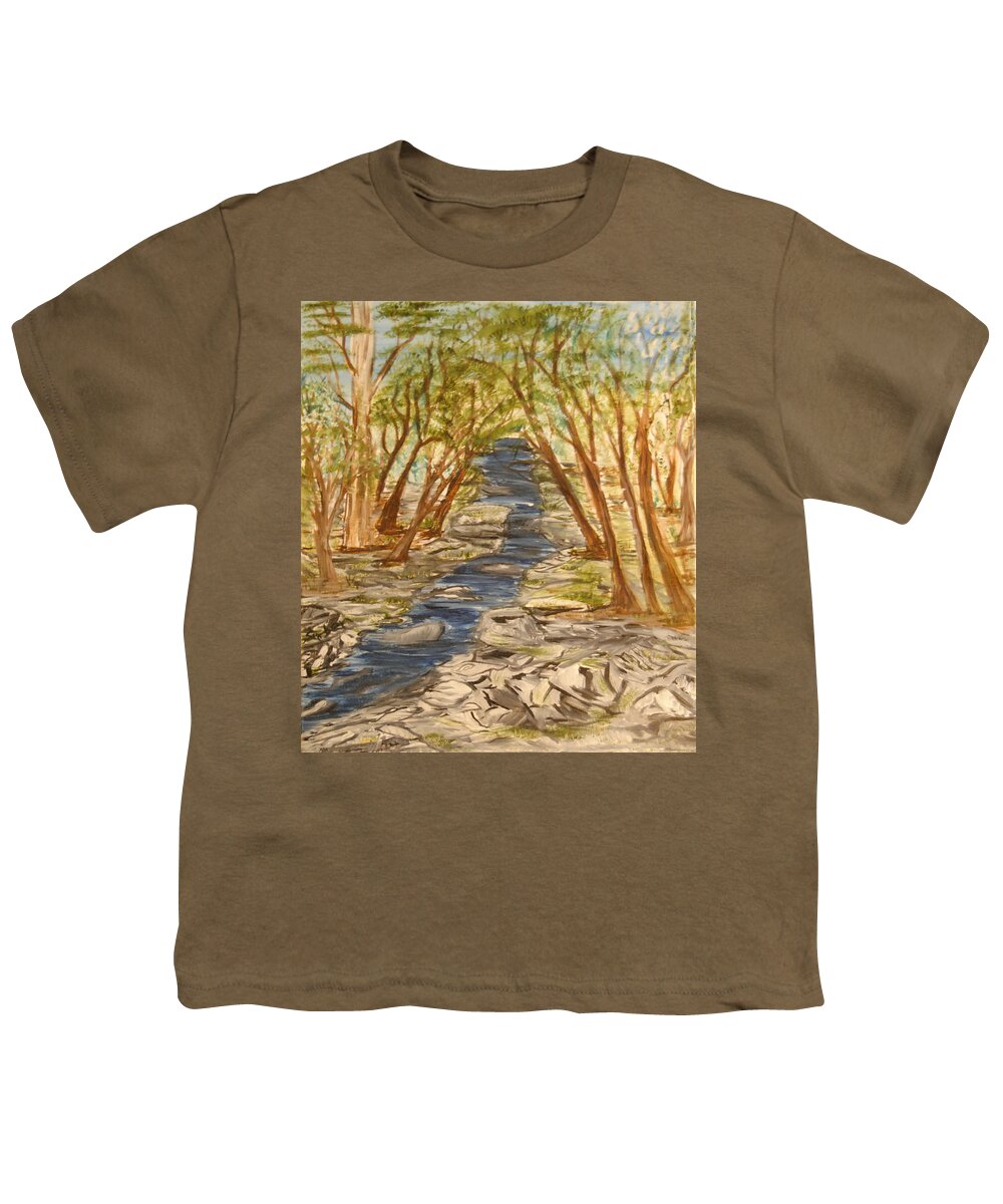 Stream Youth T-Shirt featuring the painting Washington Backcountry by Suzanne Surber