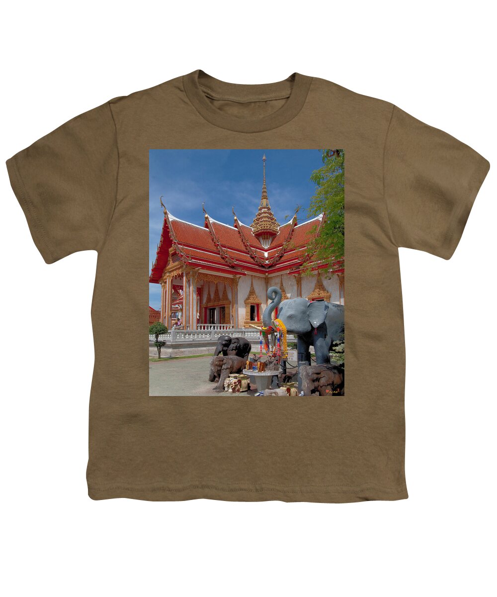 Scenic Youth T-Shirt featuring the photograph Wat Chalong Wiharn and Elephant Tribute DTHP045 by Gerry Gantt