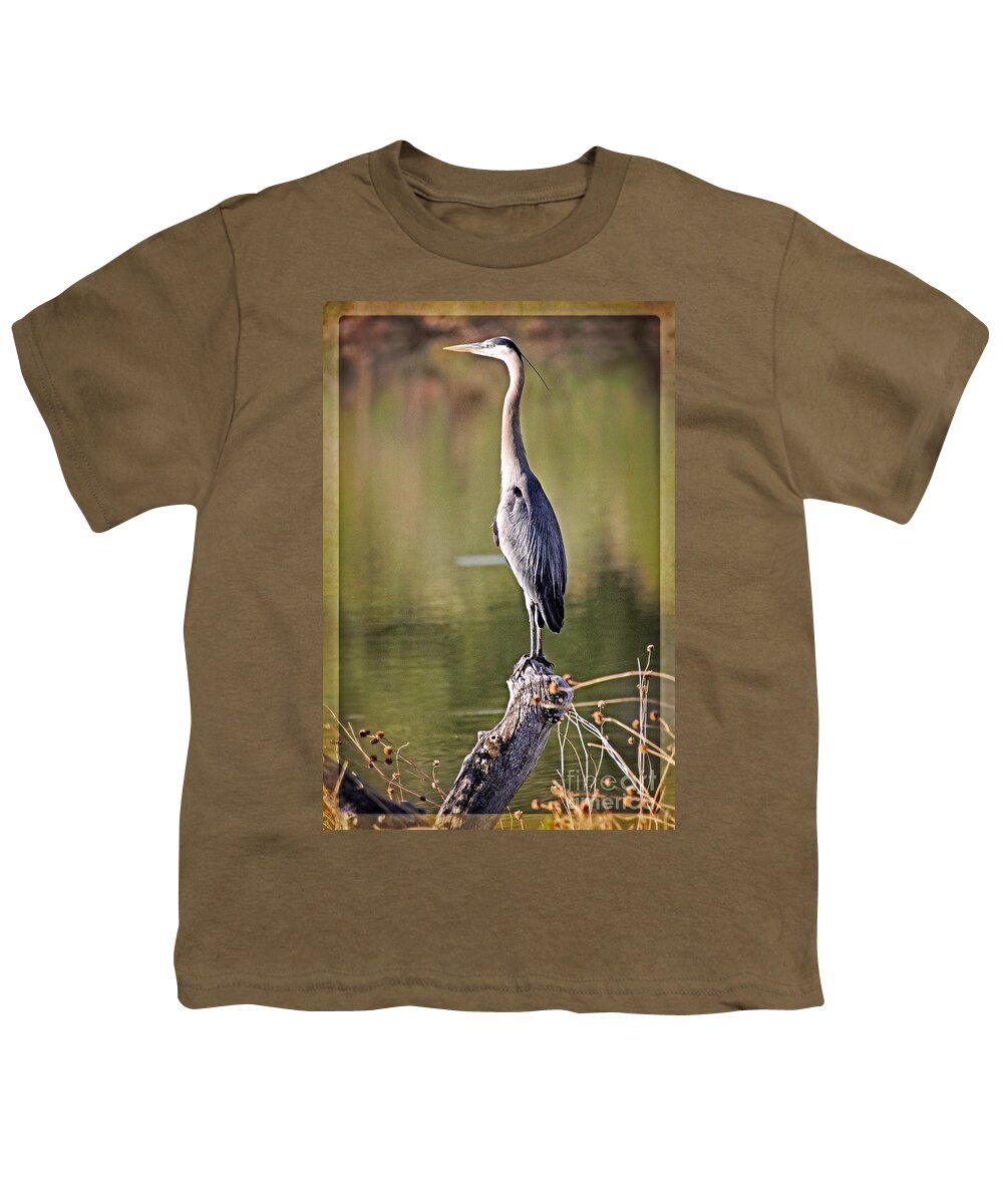 Birds Youth T-Shirt featuring the photograph Watchful Heron by Bob Hislop