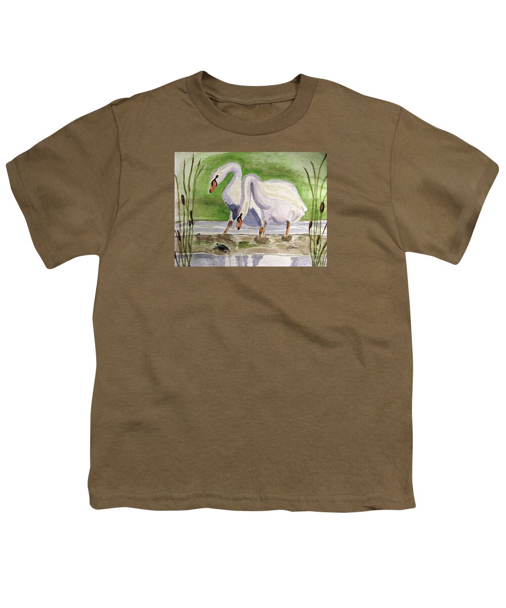 Swan Youth T-Shirt featuring the painting What is It by Angela Davies
