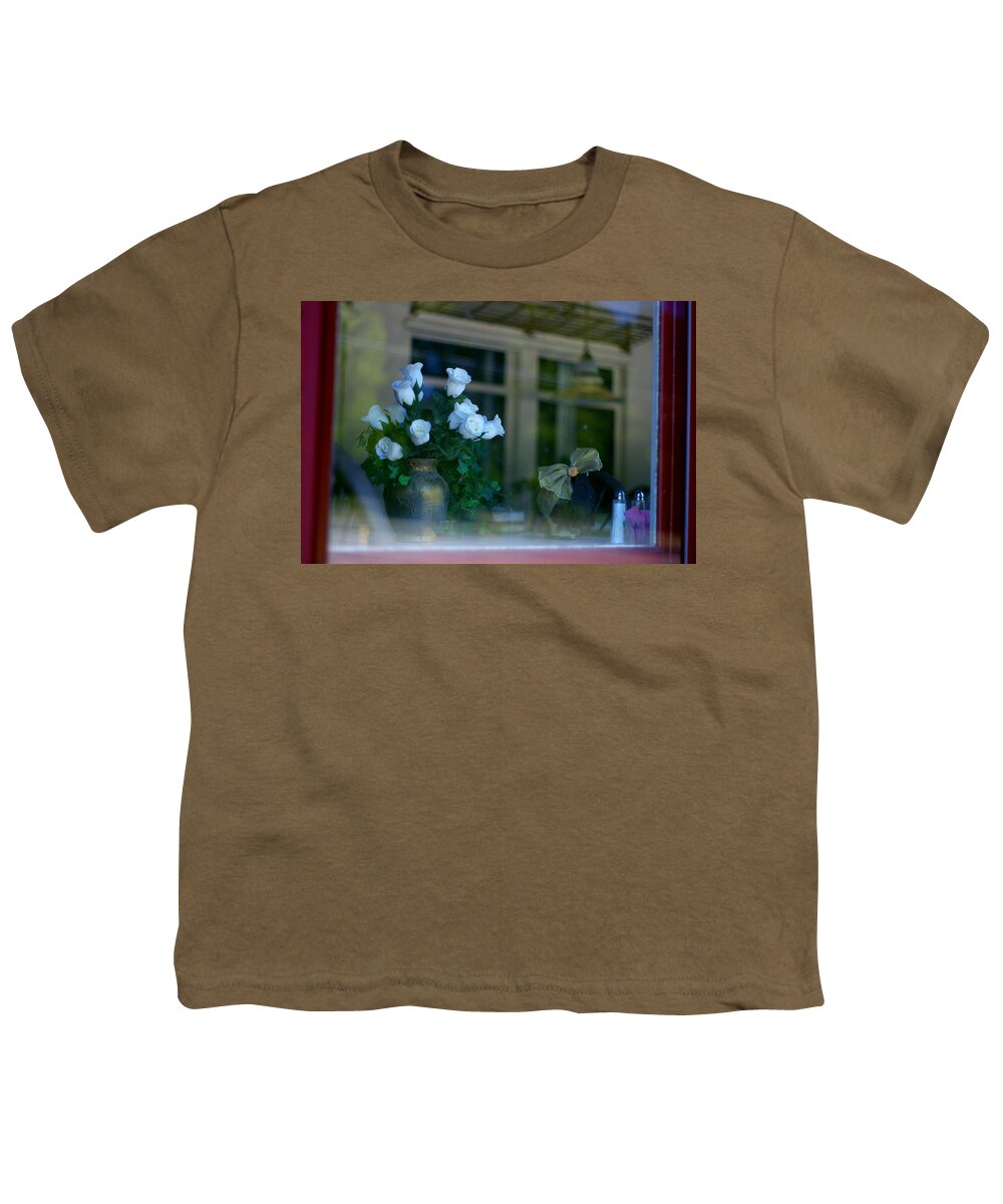 Diner Youth T-Shirt featuring the photograph White Roses Diner by Randy Pollard