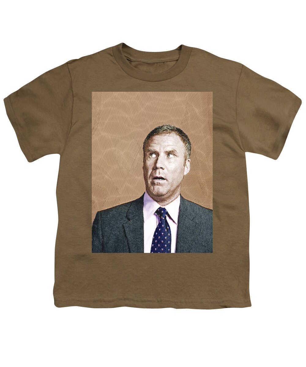 Anchorman Youth T-Shirt featuring the painting Will Ferrell by Tony Rubino