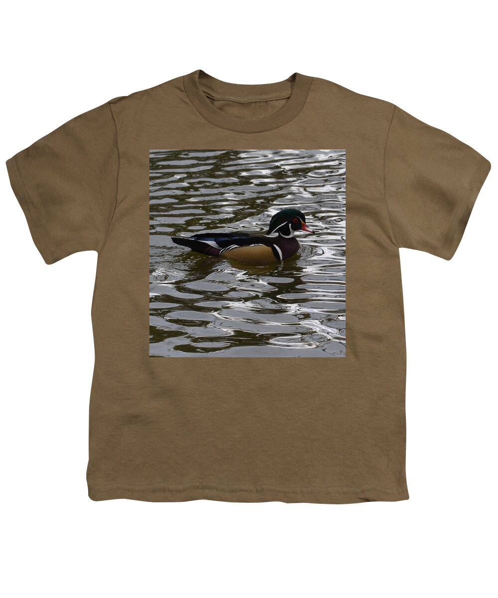 Duck Youth T-Shirt featuring the photograph Wood Duck on Water by Lawrence Christopher