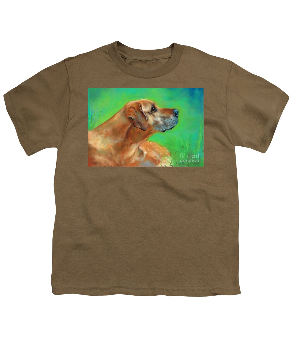 Dog Art Youth T-Shirt featuring the pastel Jasper #1 by Frances Marino