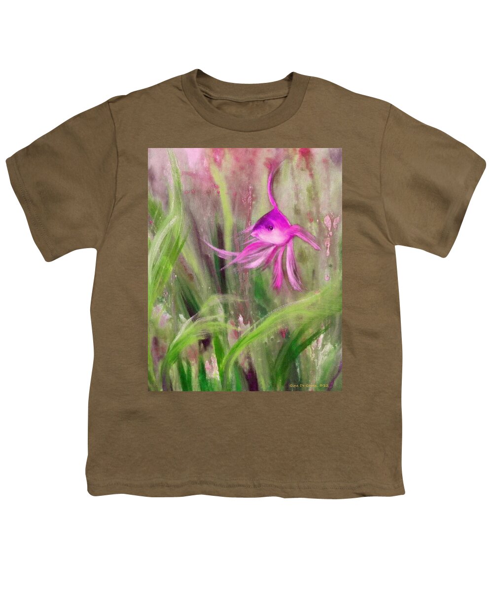 Fish Youth T-Shirt featuring the painting Purple Fish #2 by Gina De Gorna