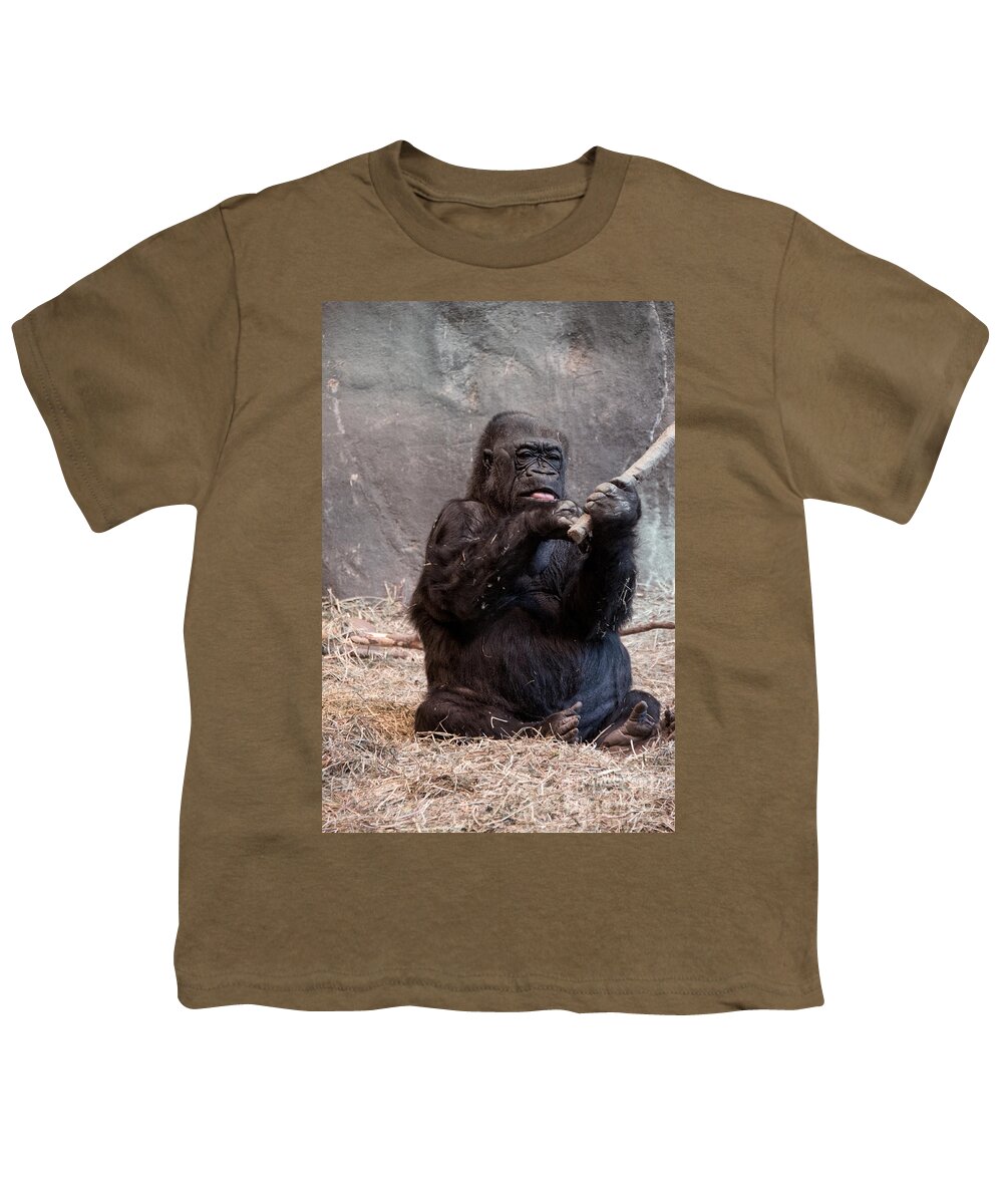 Animals Youth T-Shirt featuring the digital art Gorillas #5 by Carol Ailles