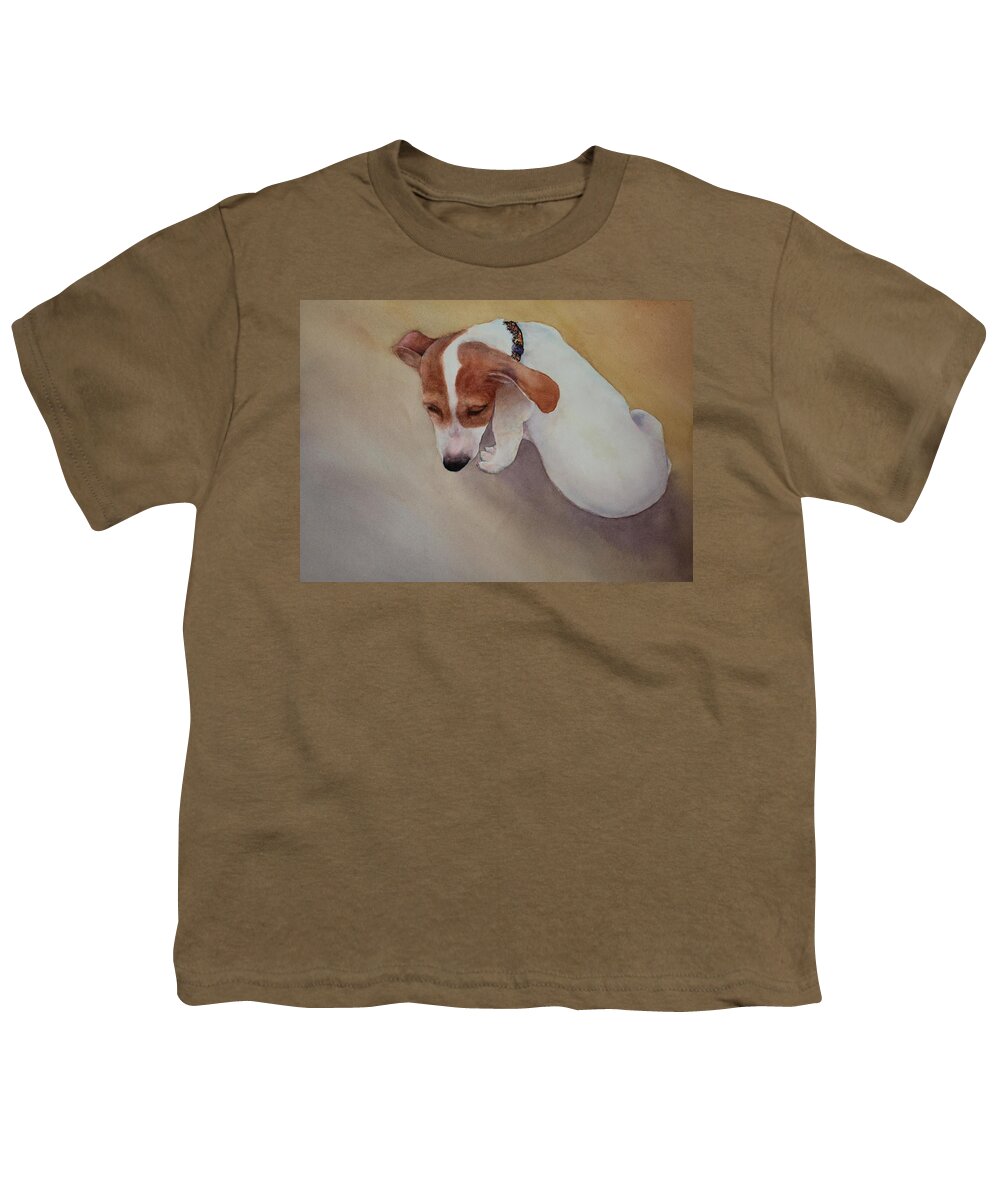 Puppy Youth T-Shirt featuring the painting All Played Out by Ruth Kamenev