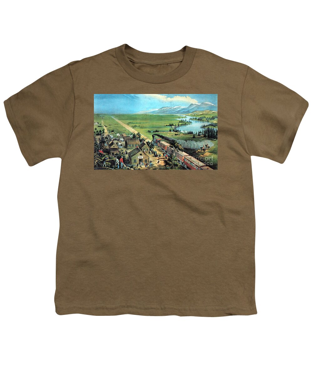 History Youth T-Shirt featuring the photograph American Transcontinental Railroad by Photo Researchers