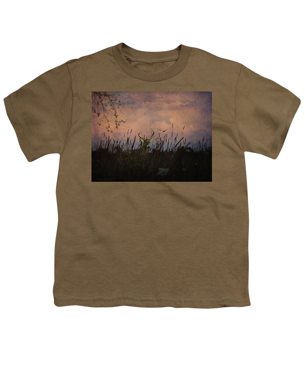 Deer Youth T-Shirt featuring the photograph Bedding Down For Evening by Lianne Schneider