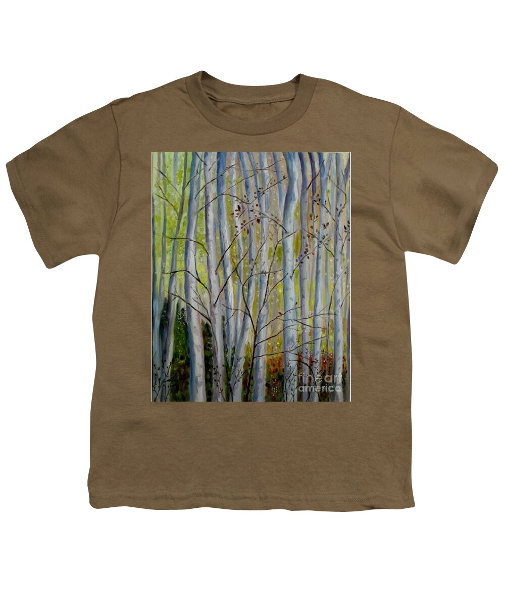 Birch Youth T-Shirt featuring the painting Birch Forest by Julie Brugh Riffey