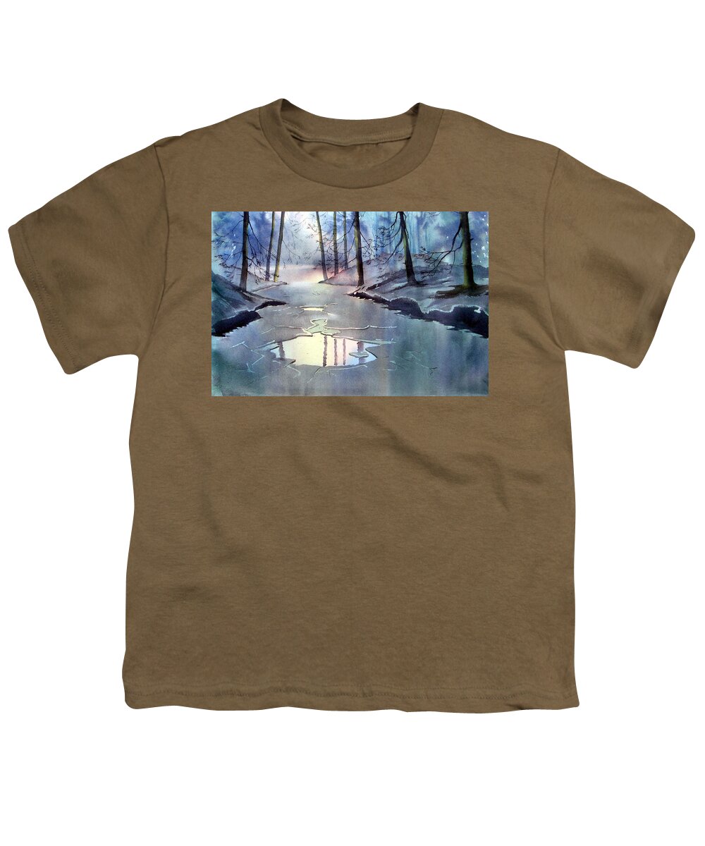 Winter Youth T-Shirt featuring the painting Breaking Ice by Glenn Marshall