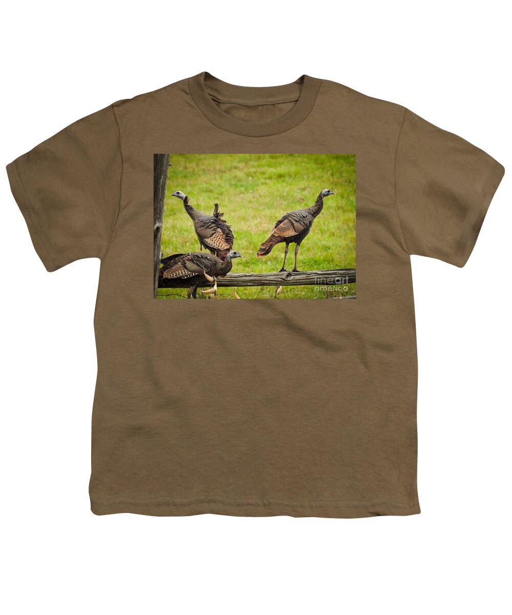Turkeys Youth T-Shirt featuring the photograph Bunch of Turkeys by Cheryl Baxter