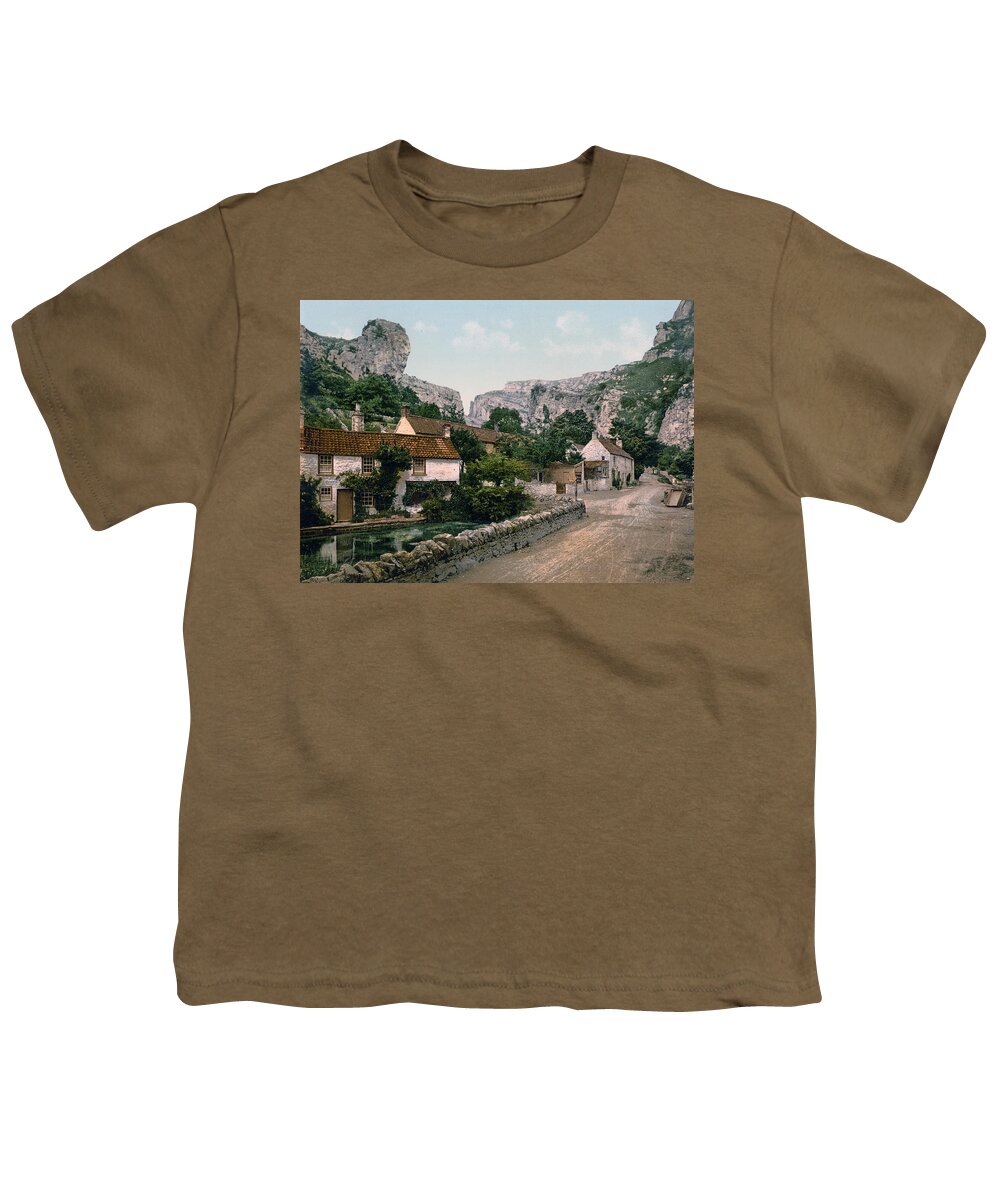 England Youth T-Shirt featuring the photograph Cheddar - England - Village and Lion Rock by International Images