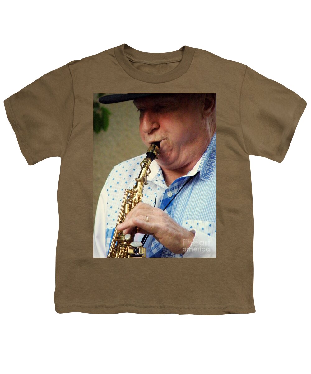 Christopher Mason Youth T-Shirt featuring the photograph Christopher Mason Alto Sax Player by Lainie Wrightson