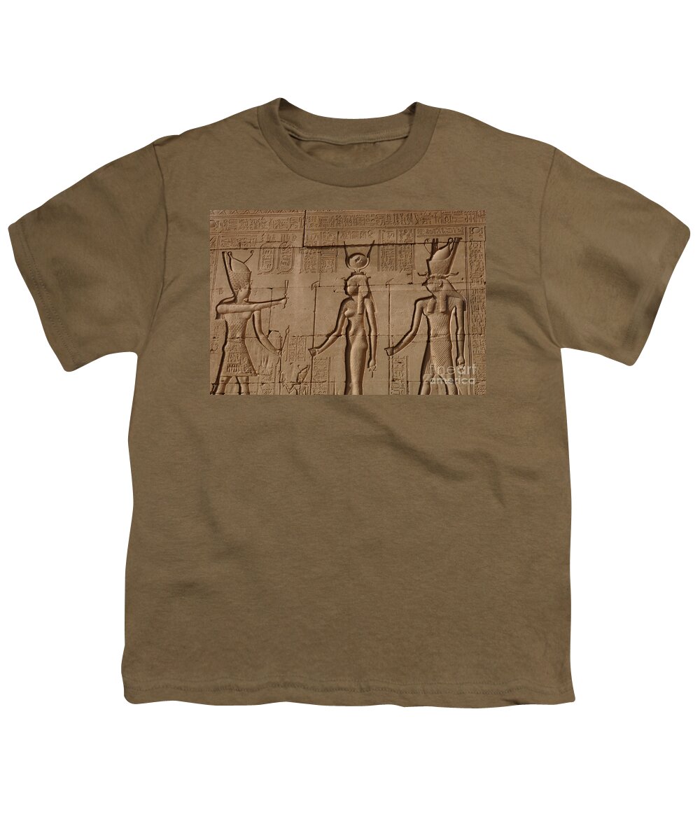Hieroglyphics Youth T-Shirt featuring the photograph Egypt Hieroglyphics Dendara by Bob Christopher