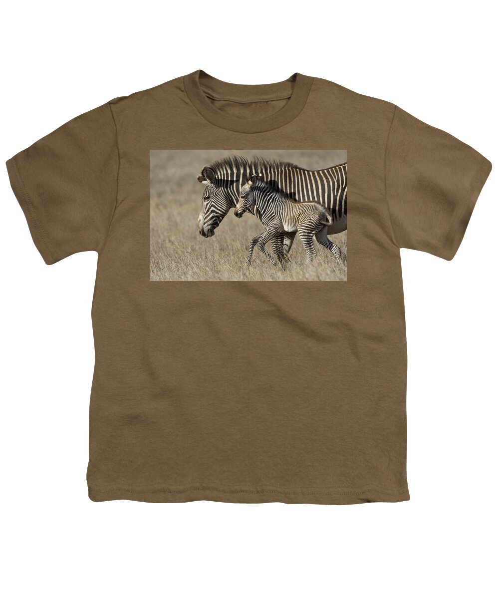 00438570 Youth T-Shirt featuring the photograph Grevys Zebra And Foal Lewa Wildlife by Suzi Eszterhas