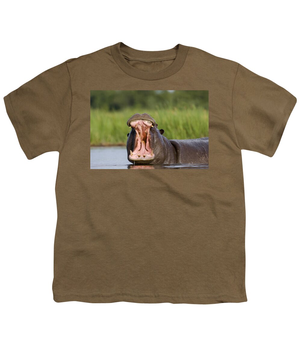 Mp Youth T-Shirt featuring the photograph Hippo Displaying by Vincent Grafhorst