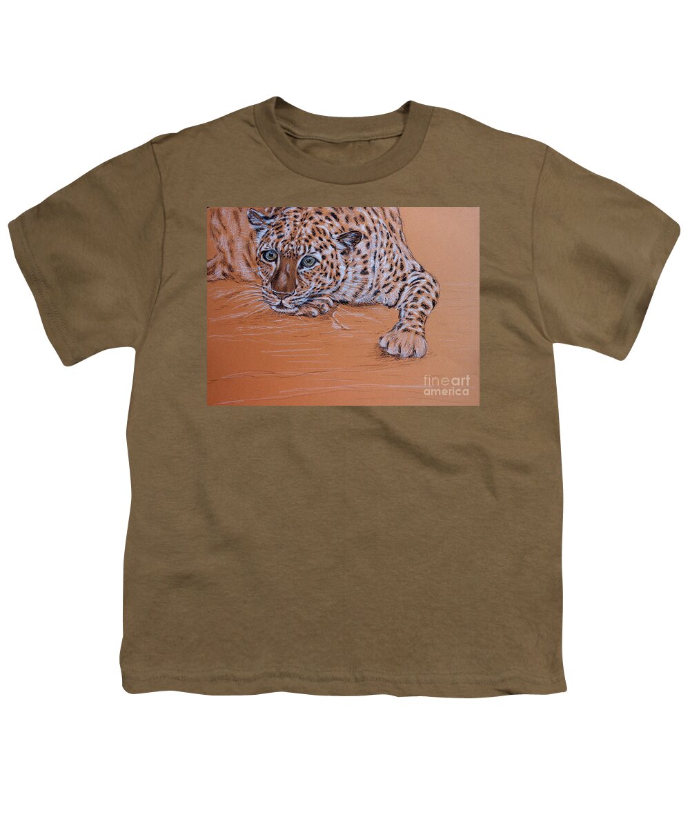 Leopard Youth T-Shirt featuring the pastel Leopard 2 by Amanda Dinan