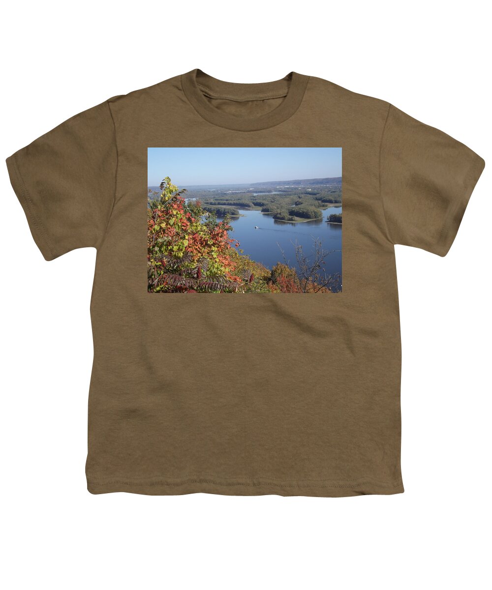 Mississippi River Youth T-Shirt featuring the photograph Lone River Boat by Bonfire Photography