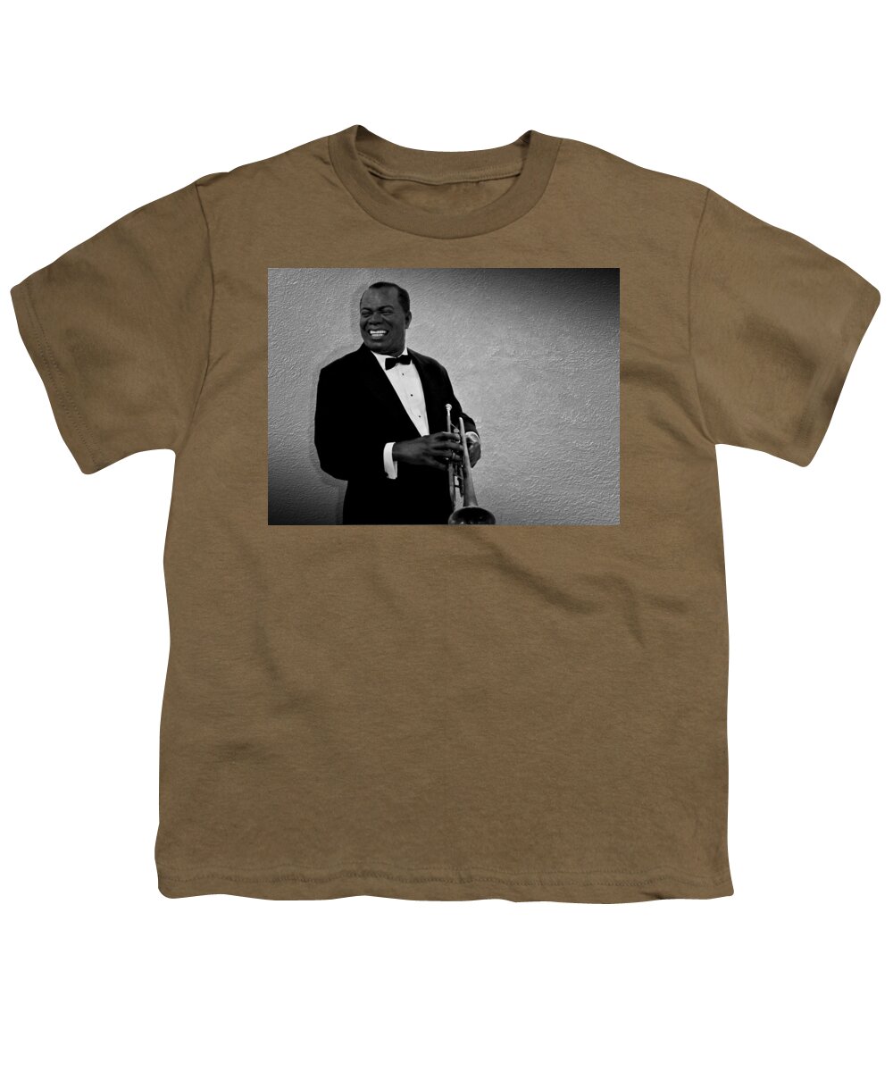 Louis Armstrong Youth T-Shirt featuring the photograph Louis Armstrong BW by David Dehner