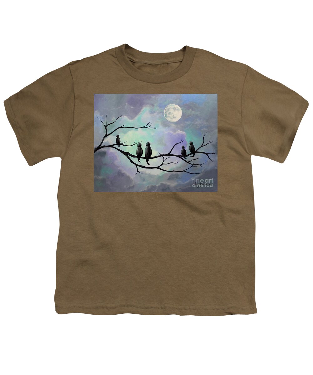 Birds Youth T-Shirt featuring the painting Moonlight Sonata by Stacey Zimmerman