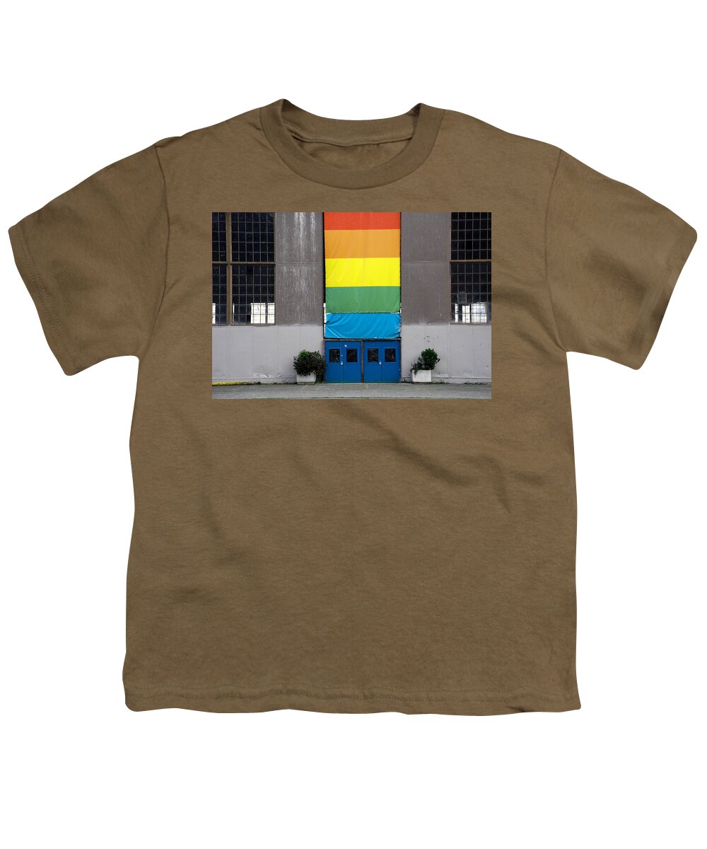 Industrial Youth T-Shirt featuring the photograph Rainbow Banner Building by Kathleen Grace