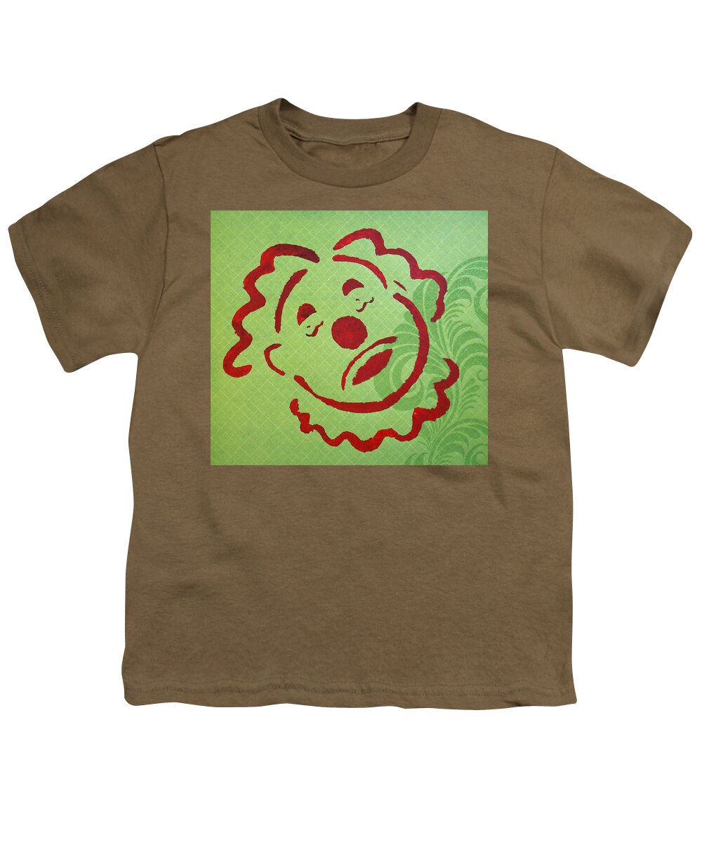 Tillie Of Asbury Park Youth T-Shirt featuring the painting Sad Clown on Green by Patricia Arroyo