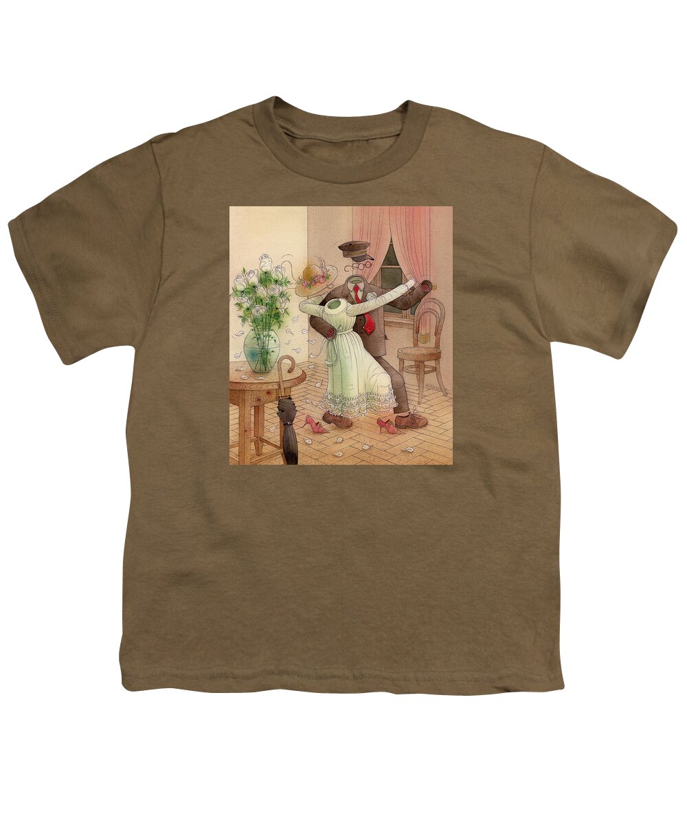 Dance Love Music Roses Flowers Youth T-Shirt featuring the painting The Dance by Kestutis Kasparavicius