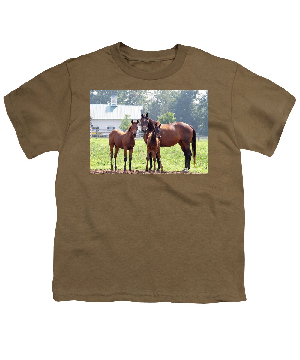  Youth T-Shirt featuring the photograph 'Three Horses of Course' by PJQandFriends Photography