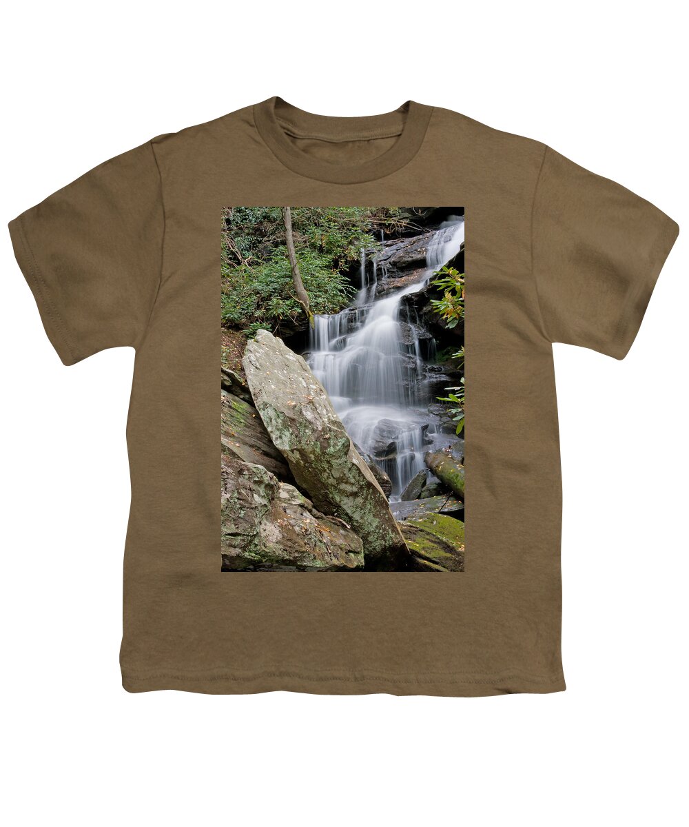 Great Smoky Mountains Youth T-Shirt featuring the photograph Tranquil Waterfall by Angie Schutt