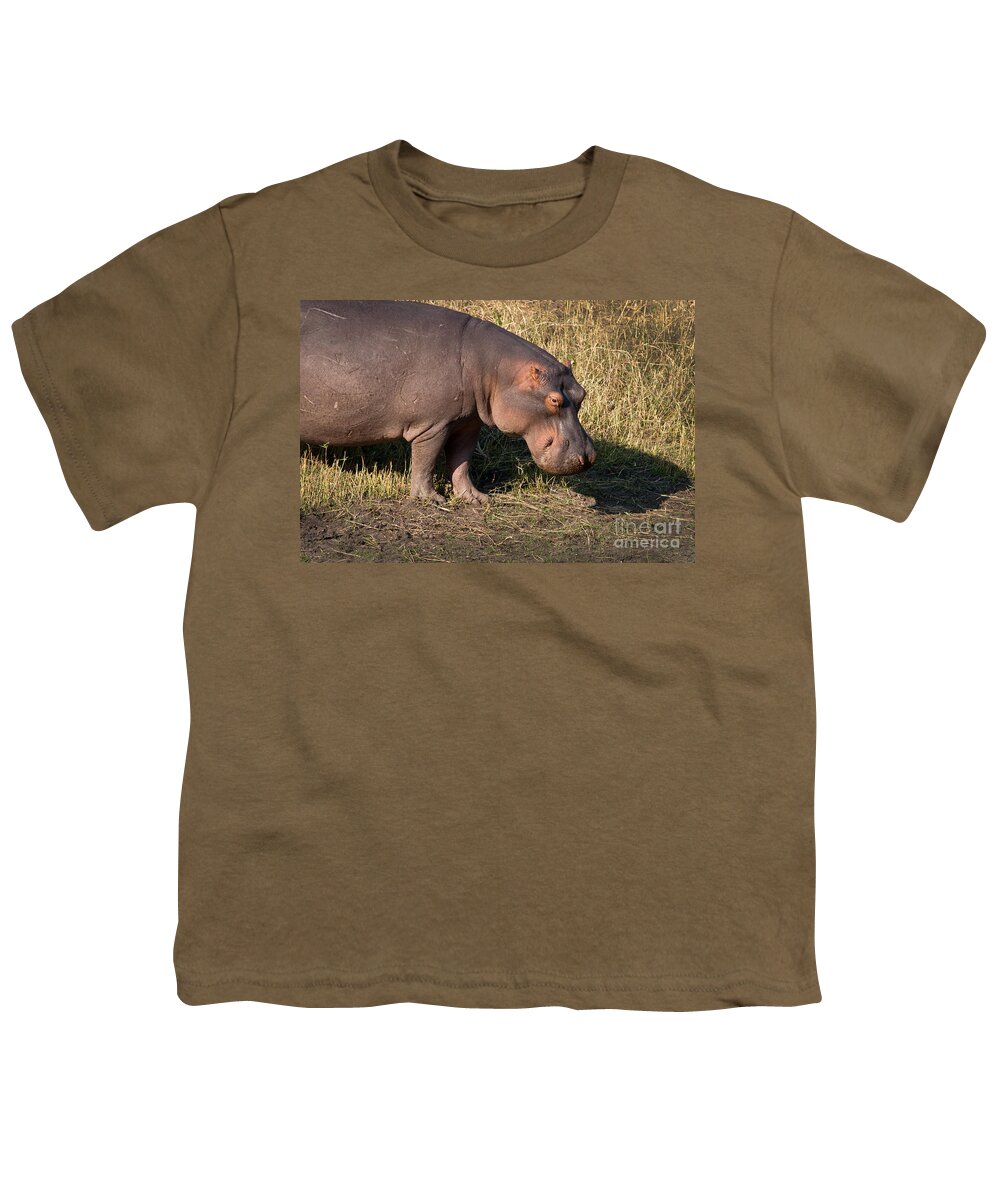 Africa Youth T-Shirt featuring the photograph Wild Hippopotamus by Karen Lee Ensley