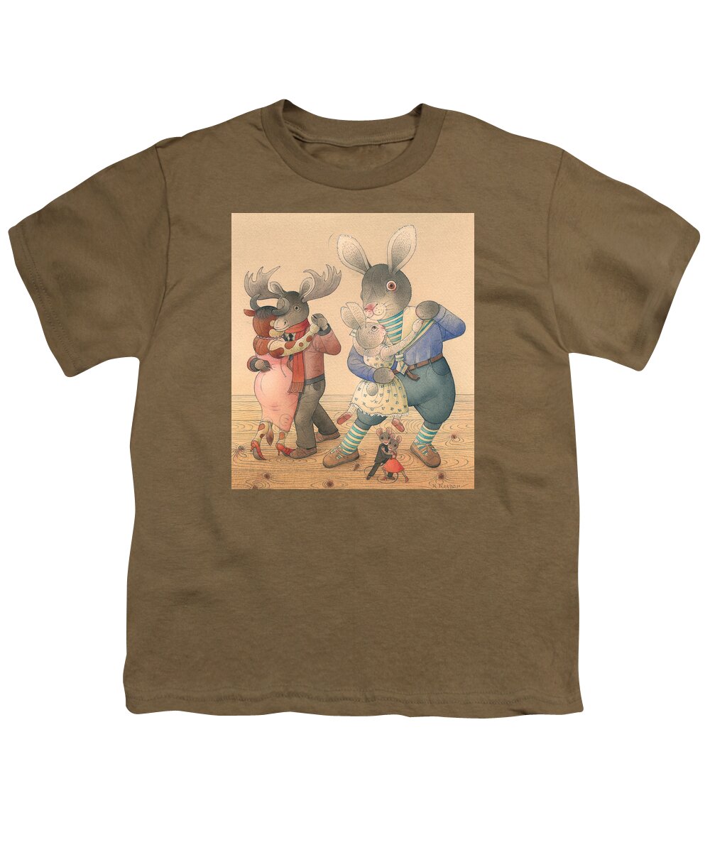 Dance Love Party Evening Youth T-Shirt featuring the painting Rabbit Marcus the Great 04 by Kestutis Kasparavicius
