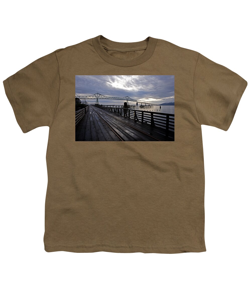 Landscape Youth T-Shirt featuring the photograph Astoria-Megler Bridge 4 #1 by Lee Santa