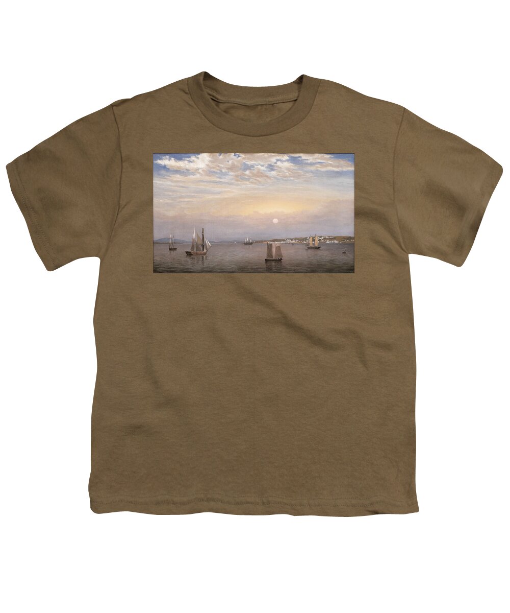 Fitz Henry Lane Youth T-Shirt featuring the painting Castine Harbor and Town #1 by MotionAge Designs