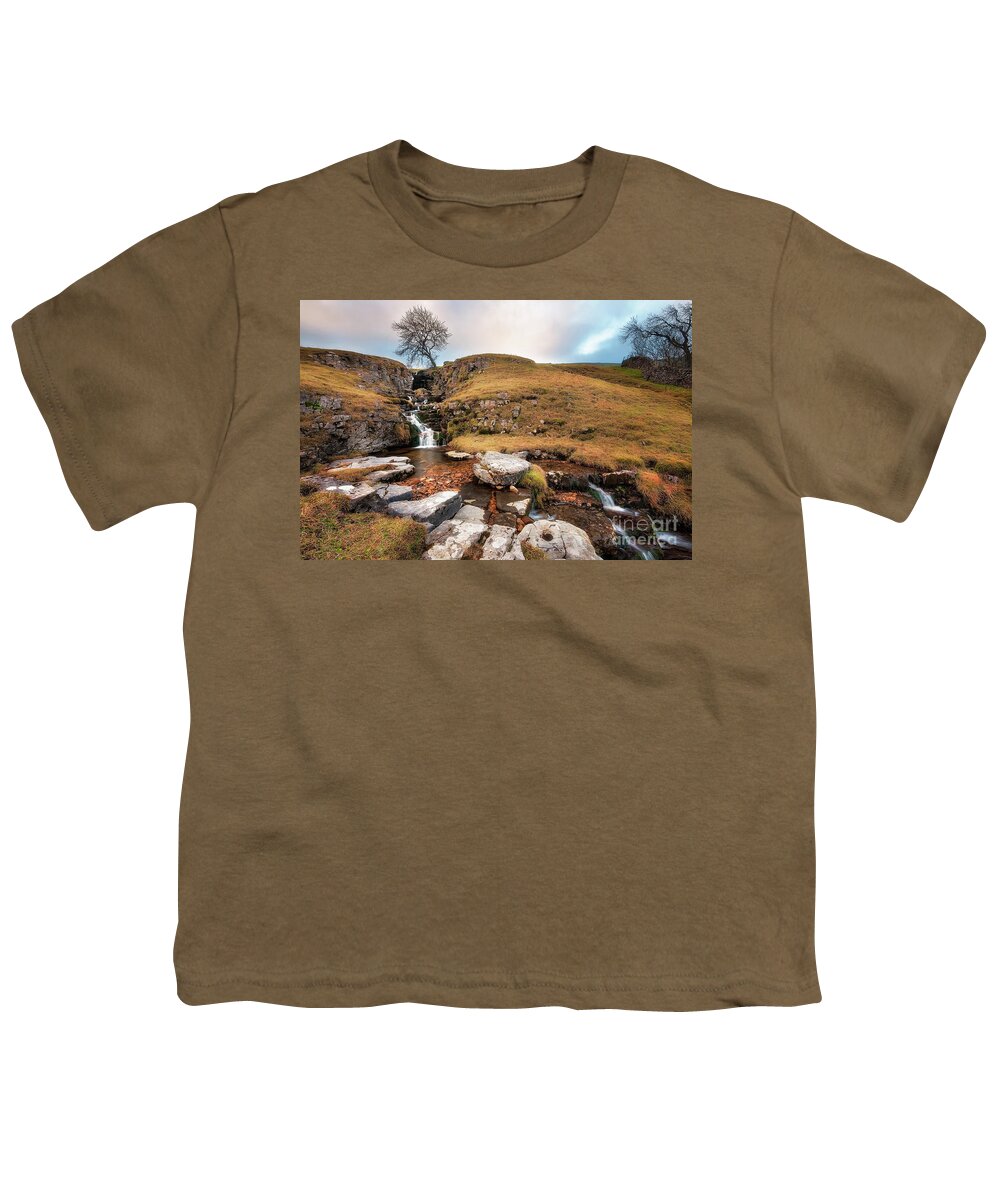 Buckden Youth T-Shirt featuring the photograph Cray falls. Middle waterfall. #1 by Mariusz Talarek