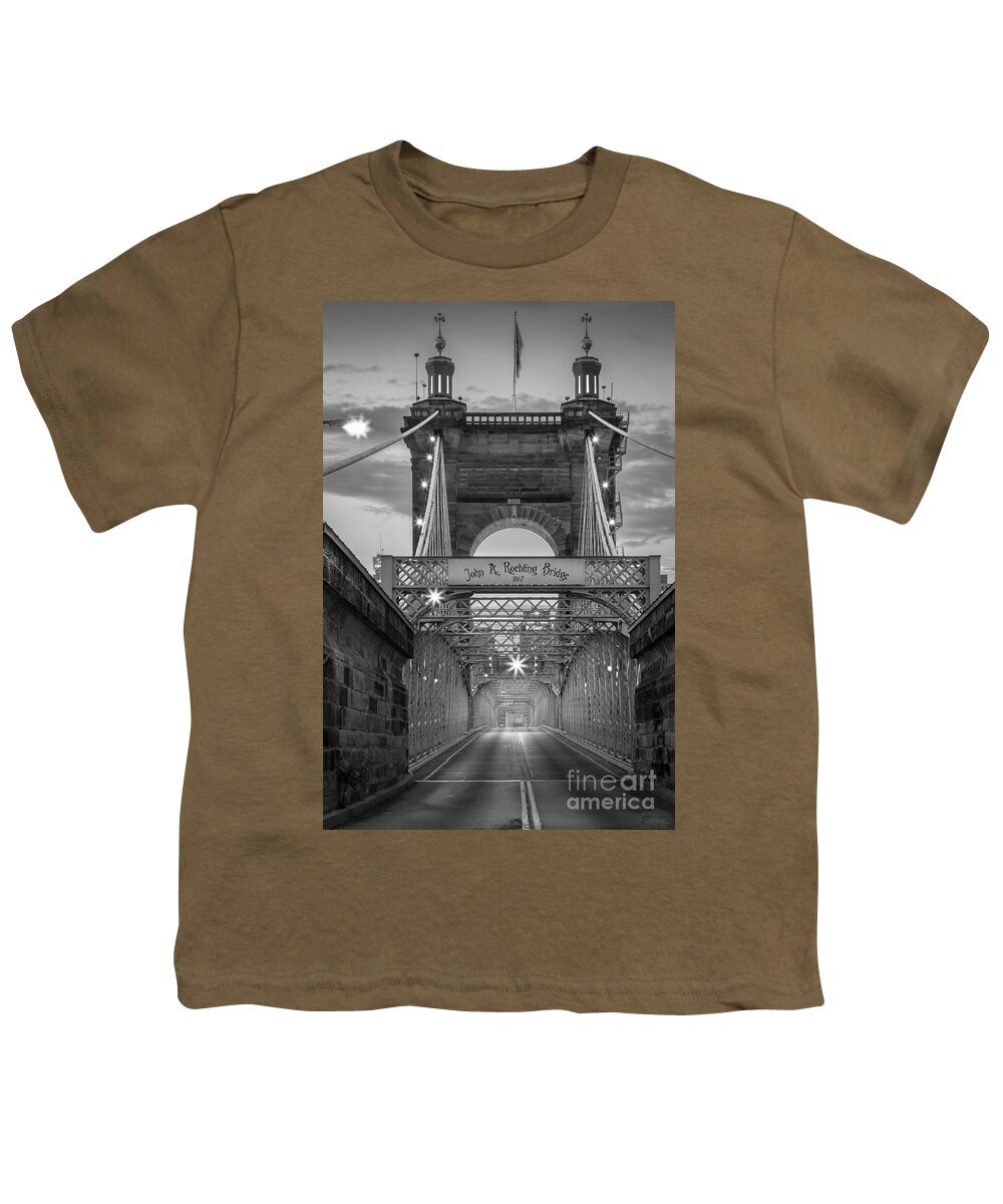America Youth T-Shirt featuring the photograph John A. Roebling Suspension Bridge #1 by Inge Johnsson