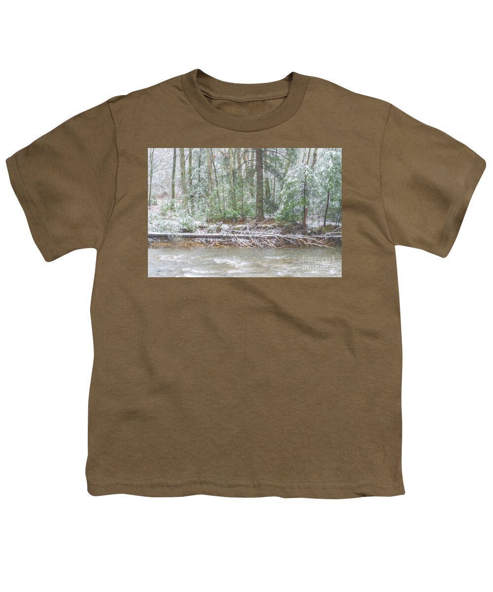 Williams River Youth T-Shirt featuring the photograph Late Autumn Snow Williams River #1 by Thomas R Fletcher