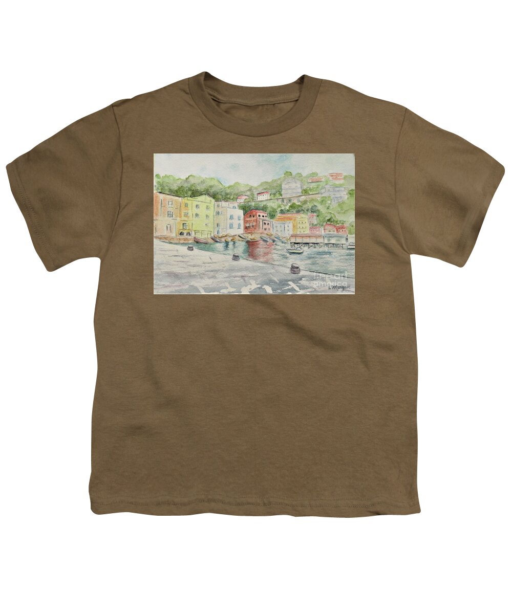Marina Youth T-Shirt featuring the painting Marina Grande, Sorrento #2 by Laurie Morgan