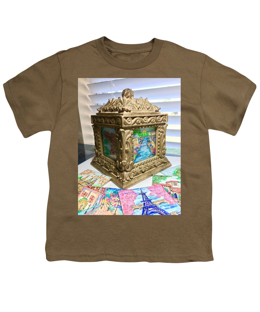 Watercolor Youth T-Shirt featuring the painting My Bombay #1 by Art By Naturallic