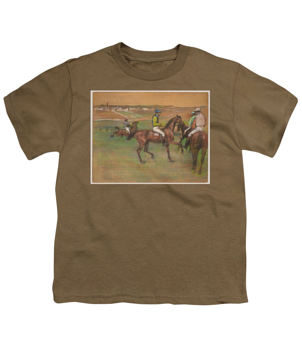 Race Horses Youth T-Shirt featuring the painting Race Horses #1 by MotionAge Designs
