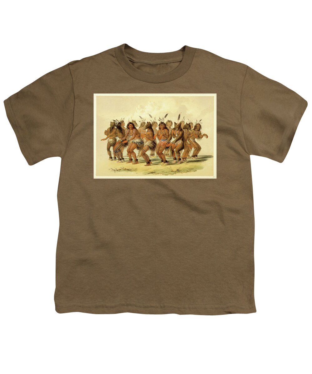 George Catlin Youth T-Shirt featuring the drawing The Bear Dance #1 by George Catlin