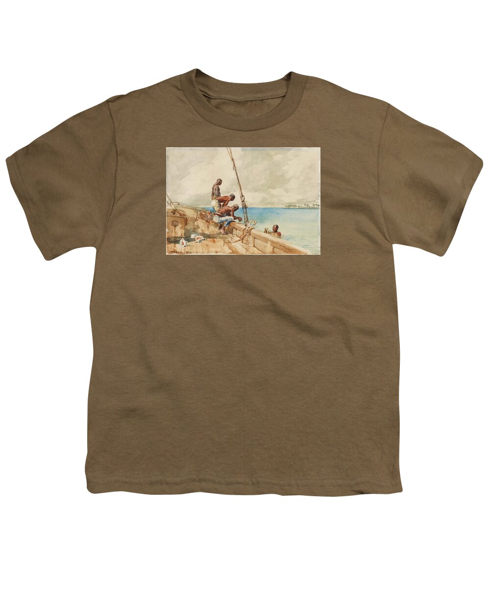 Winslow Homer Youth T-Shirt featuring the drawing The Conch Divers #2 by Winslow Homer