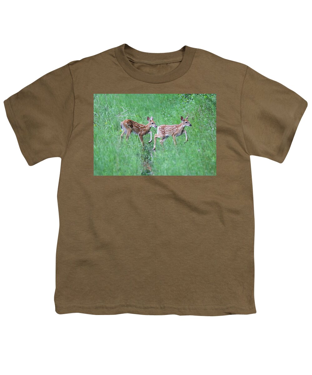 Twins Youth T-Shirt featuring the photograph Twin Fawns #1 by Brook Burling